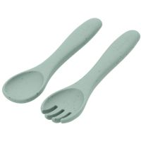 KikkaBoo Příbor 2-dílný Platinum Silicone Sage
