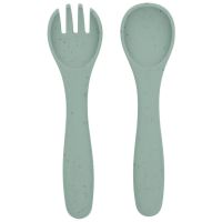 KikkaBoo Příbor 2-dílný Platinum Silicone Sage 2