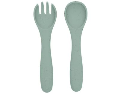 KikkaBoo Příbor 2-dílný Platinum Silicone Sage