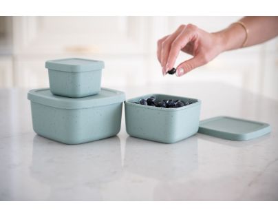 KikkaBoo Sada boxů na svačinu 3 ks Platinum Silicone Sage