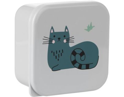 KikkaBoo Sada boxů na svačinu 4 ks Kitty Cat Grey