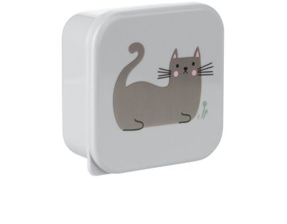 KikkaBoo Sada boxů na svačinu 4 ks Kitty Cat Grey