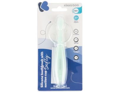 KikkaBoo Silikonový kartáček s přísavkou Softy Mint