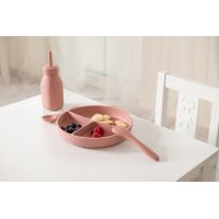 KikkaBoo Talíř dělený s přísavkou Platinum Silicone Blush 4