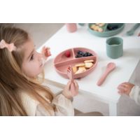 KikkaBoo Talíř dělený s přísavkou Platinum Silicone Blush 6