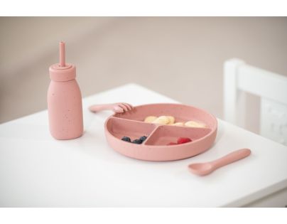 KikkaBoo Talíř dělený s přísavkou Platinum Silicone Blush