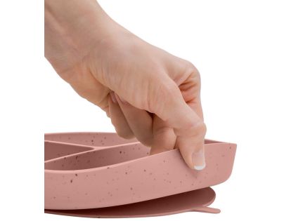 KikkaBoo Talíř dělený s přísavkou Platinum Silicone Blush