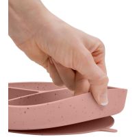 KikkaBoo Talíř dělený s přísavkou Platinum Silicone Blush 3
