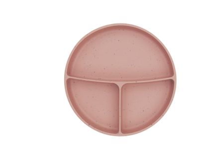 KikkaBoo Talíř dělený s přísavkou Platinum Silicone Blush