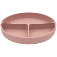 KikkaBoo Talíř dělený s přísavkou Platinum Silicone Blush