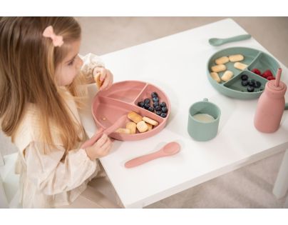 KikkaBoo Talíř dělený s přísavkou Platinum Silicone Sage