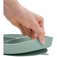 KikkaBoo Talíř dělený s přísavkou Platinum Silicone Sage 3
