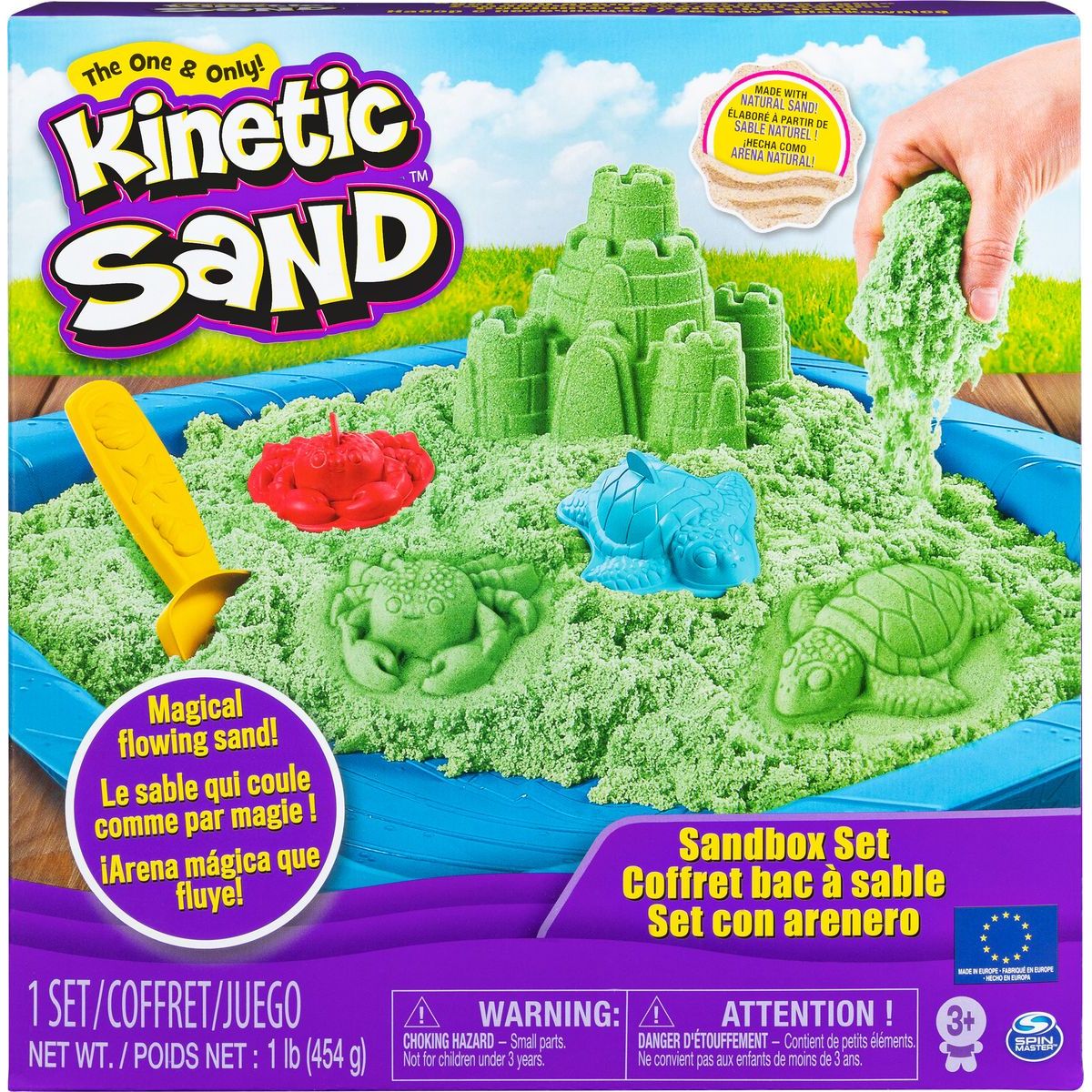 Kinetic Sand Písečný zámek s formičkami 454g zelený