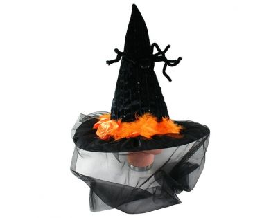 Rappa Klobouk halloween se závojem a pavoukem
