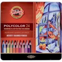Koh-i-noor sada uměleckých pastelek POLYCOLOR  24 ks v plechové krabičce 2