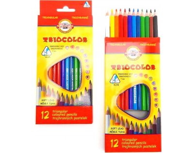 Koh-i-noor Sada trojbokých pastelek tricolor 12 ks měkká tuha