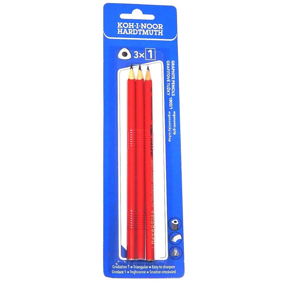 Koh-i-noor tužka grafitová trojboká červená set 3 ks