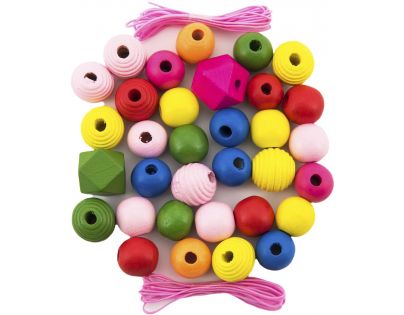 Korálky dřevěné barevné Maxi 54 ks