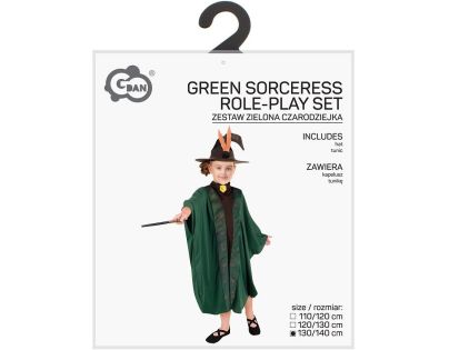 Kostým Kouzelník-Kouzelnice zelený 130-140 cm