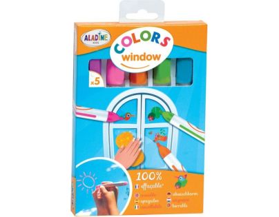 Aladine Křídové fixy na okna Colors Window 5 ks pastel