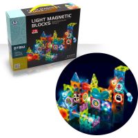 HM Studio Stavebnice Kuličková dráha magnetická svítící 75 ks - Poškozený obal