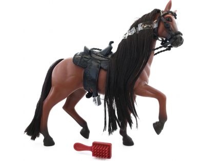 Kůň s hřebenem 18 cm - Hnědý s černou hřívou
