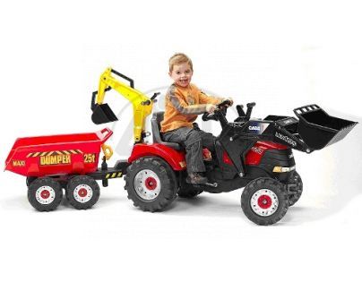 Falk Šlapací traktor Case IH Puma 240CVX s přední i zadní lížící a přívěs