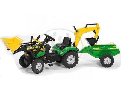 Šlapací traktor FARMER nakladač zelený+rypadlo+přívěs