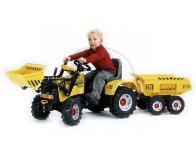 Šlapací traktor Power Loader nakladač + přívěs Dumper MAXI žlutý