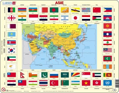Larsen Výukové puzzle Mapa ASIE a vlajky