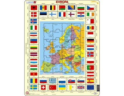 Larsen Výukové puzzle Mapa Evropy a vlajky