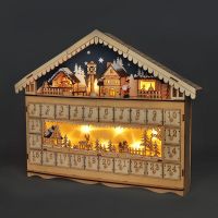 Solight Adventní kalendář Horská chata 10 LED 50 x 40 cm 4