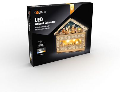 Solight Adventní kalendář Horská chata 10 LED 50 x 40 cm