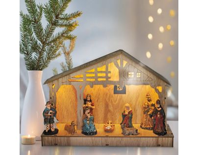 Solight Dřevěný Betlém 7 LED 30 x 21 cm