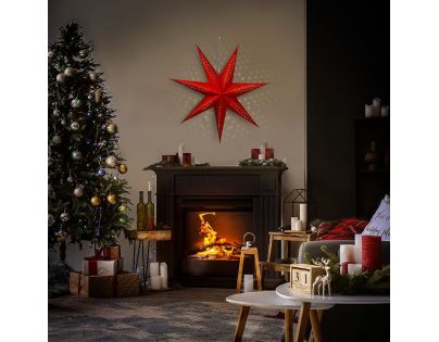 Solight Vánoční hvězda závěsná 20 LED 60 cm červená
