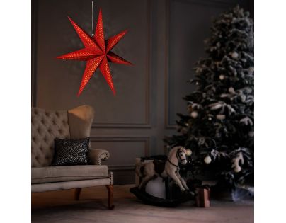 Solight Vánoční hvězda závěsná 20 LED 60 cm červená