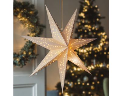 Solight Vánoční hvězda závěsná 20 LED 60 cm bílá