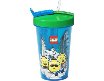 LEGO® Iconic Boy láhev s brčkem modrozelená
