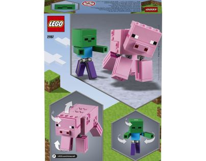 LEGO Minecraft 21157 Velká figurka: Prase s malou zombie