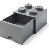LEGO® úložný box 4 s šuplíkem - Tmavě šedá