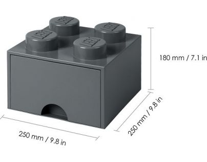 LEGO® úložný box 4 s šuplíkem - Tmavě šedá