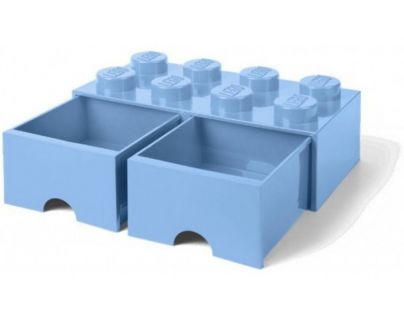 LEGO Úložný box 8 s šuplíky - světle modrá - Poškozený obal