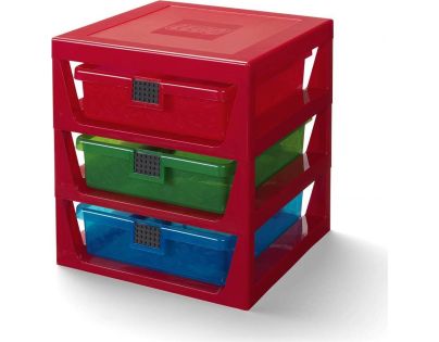 LEGO® organizér se třemi zásuvkami červený