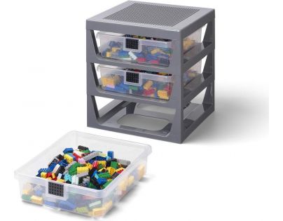 LEGO® Organizér se třemi zásuvkami tmavě šedý