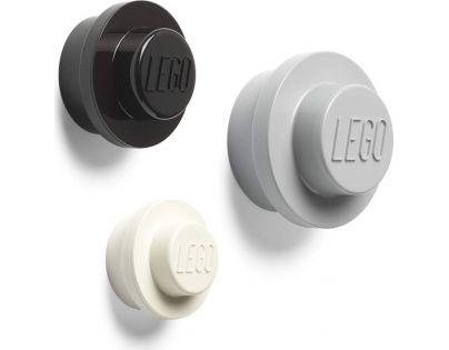 LEGO® věšák na zeď 3 ks Bílý, černý a šedý