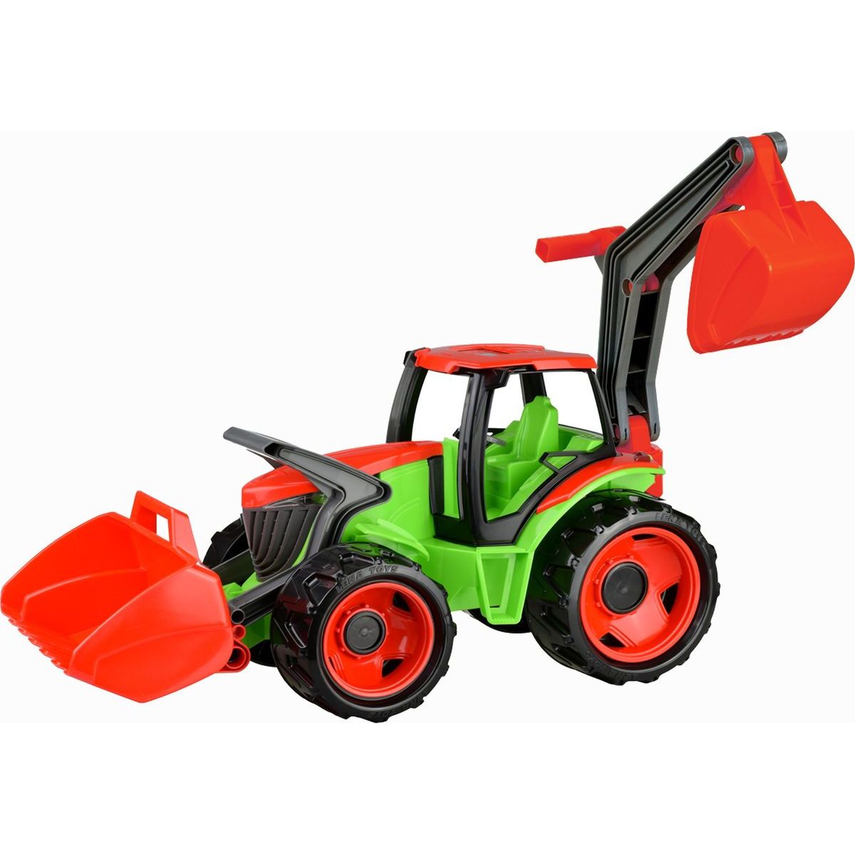 Lena 2081 Traktor se lžící a bagrem, zeleno-červený