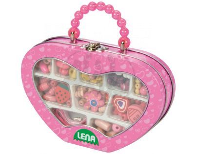 LENA 32115 - Dřevěné perly v kovovém obalu, růžové