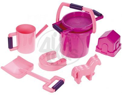 LENA 05445 - Pískový set statek s poníkem 7 dílů