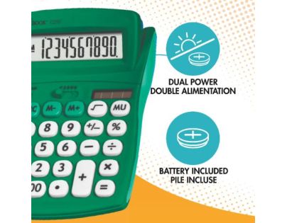 Lexibook 10místná kapesní kalkulačka s gumovým povrchem zelená