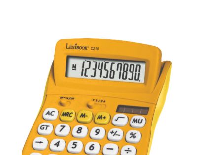 Lexibook 10místná kapesní kalkulačka s gumovým povrchem žlutá